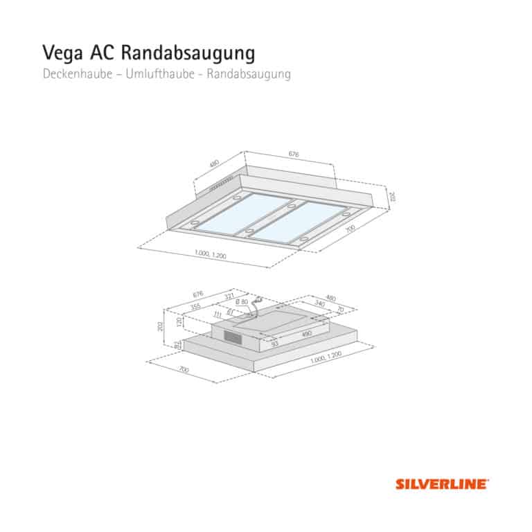Maßzeichnung Vega AC Randabsaugung