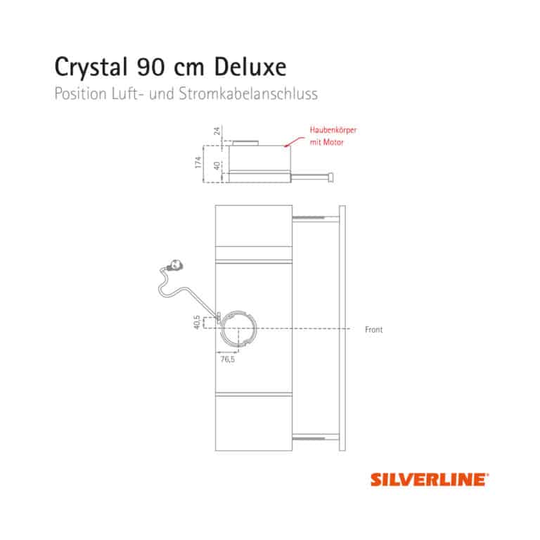 Position Luft- und Stromkabelauslass Crystal 90 cm Deluxe